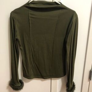 VINTAGE HUNTER GREEN FUR CUFF SLEEVES